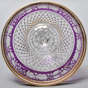 Винтажная Хрустальная Ваза с крышкой - Конфетница - Доза, Egermann, Богемия, Чехия 50-е гг. 