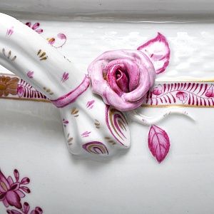 Фарфоровая Супница - Тюрина на подставке «APPONYI PURPUR», HEREND Венгрия - 1942 год.  