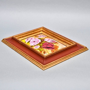 Авторская Эмаль - Картина - Натюрморт «Розовый Букет», Металл, Эмаль Германия -1983 год.