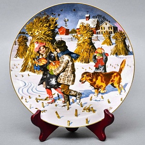 Коллекционная Фарфоровая тарелка - блюдо «Дети с тыквой», Rosenthal Германия - 1977 год.