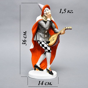 Антикварная Фарфоровая скульптура «Паяц с мандолиной», ROSENTHAL Германия - 1922 год.