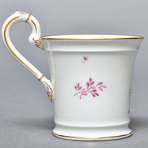 Фарфоровая Кофейная пара + тарелка «Пейзаж у реки», Hochst Германия, середина XX века.