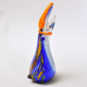 Авторская Коллекционная Стеклянная Статуэтка - Ваза «Тукан», Цветное стекло, Россия.