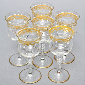 Хрустальные Фужеры - Бокалы для вина серия «Gold Laura», JOSEPHINENHUTTE, Германия -50 гг.. 