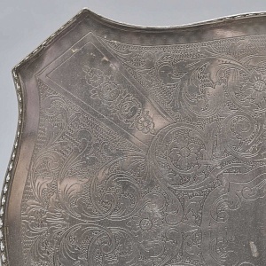 Большой Прямоугольный Сервировочный Металлический Поднос, Silverplate, SHEFFIELD Англия начало ХХ века.