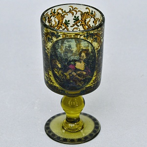 Антикварный Стеклянный Бокал - Кубок для Вина «Дама и её юный Кавалер», Германия конец XIX века. 