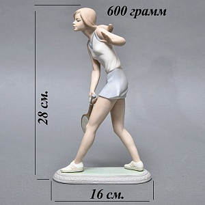 Парные Фарфоровые статуэтки «Теннисистка и Теннисист», Lladro Испания, 1982 - 1987 годы. 