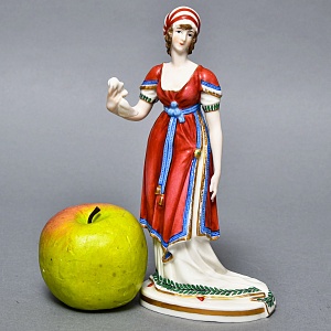 Антикварная статуэтка «Девушка в тюрбане», Фарфор, Dressel, Kister & Cie Германия, 1900 - 1922 годы. 