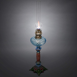 Старинная Керосиновая Лампа «Цветущий Аквамарин», Kosmos - Brenner, Франция начало ХХ века.