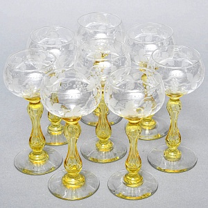 Антикварный Набор бокалов для Вина 8 шт. «MICADO VIGNE», Saint Louis. Франция, начало ХХ века. 