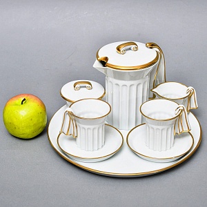  Фарфоровый Кофейный сервиз тет-а-тет «Греческие колонны» 8 предметов, Furstenberg Германия.
