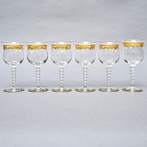 Хрустальные Фужеры - Бокалы для вина серия «Gold Laura», JOSEPHINENHUTTE, Германия -50 гг.. 