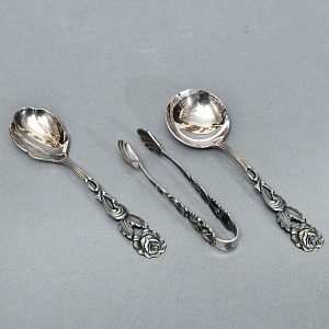 «Хильдесхаймская роза» - Десертный Сервировочный Набор, Silverplate, Германия 60-е годы.