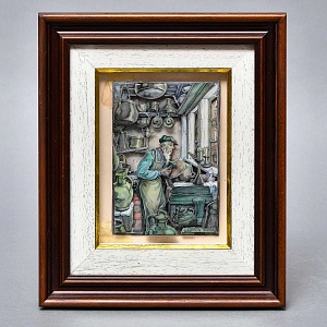 Объемная Картина - Панно в технике 3D декупаж «Ремесленник. Мастер - лудильщик», 70-е годы ХХ века.