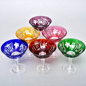 Редкость! Набор Хрустальных Фужеров для Мартини или Шампанского серия «Виноград», NACHTMANN Германия 60 гг. 