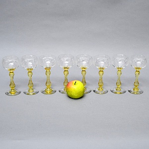 Антикварный Набор бокалов для Вина 8 шт. «MICADO VIGNE», Saint Louis. Франция, начало ХХ века. 