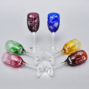 Набор 6-ть Фужеров серия «Prosecco - Виноград» Цветной Хрусталь, NACHTMANN Германия, 60-е гг.