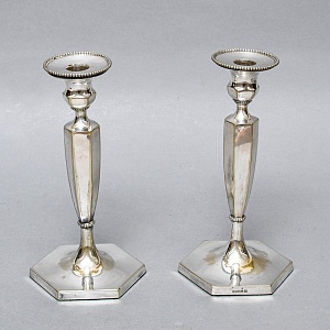 Пара Больших Антикварных Канделябров Подсвечников Silverplated, SHEFFIELD Англия начало ХХ век.