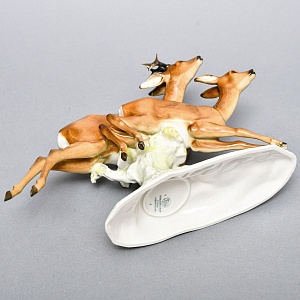 Коллекционная Фарфоровая статуэтка «Охота. Бегущие косули», Hutschenreuther Германия.