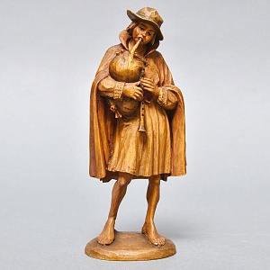 Редкая Антикварная Коллекционная Деревянная статуэтка «Бедный Волынщик», Англия начало ХХ века.