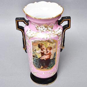 Редкость! Антикварные Парные Фарфоровые Вазы «Мгновения детства», Франция, конец XIX века. 