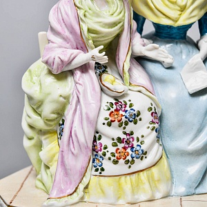 Антикварная Статуэтка «Неожиданное Угощение», Фарфор, Dressel & Kister Passau Германия, 1907 - 1922 гг. 