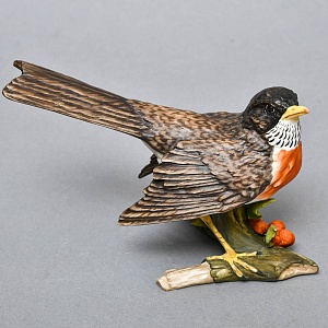 Бисквит! Коллекционная Фарфоровая статуэтка «Птица - Певчий дрозд» KAISER Porzellan Германия - 1979 год.