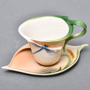 Авторский Фарфоровый Чайный сервиз «Бабочки и стрекозы» на 4 персоны, Franz Collection Тайвань.