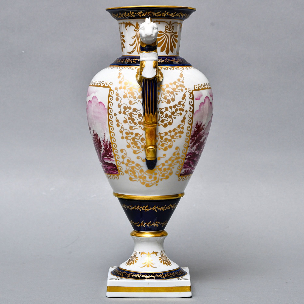 Коллекционные Парные Фарфоровые Вазы в стиле Ампир, Giulia Mangani Италия, середина ХХ века. 