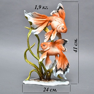 Коллекционная Фарфоровая статуэтка «Две золотые рыбки», ROSENTHAL Германия, 1974 - 1982 годы.