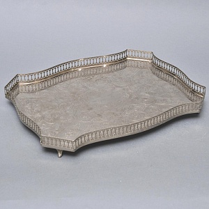 Большой Прямоугольный Сервировочный Металлический Поднос, Silverplate, SHEFFIELD Англия начало ХХ века.