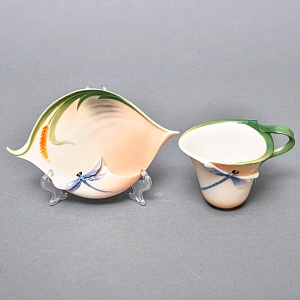 Авторский Фарфоровый Чайный сервиз «Бабочки и стрекозы» на 4 персоны, Franz Collection Тайвань.