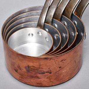 Винтажный Набор - Пять Медных Ковшиков разных размеров Франция, 60 -е годы ХХ века.