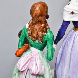 Антикварная Статуэтка «Неожиданное Угощение», Фарфор, Dressel & Kister Passau Германия, 1907 - 1922 гг. 