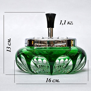 Зелёная Хрустальная Пепельница с механизмом «ЮЛА», NACHTMANN Германия, конец 60-х гг. 