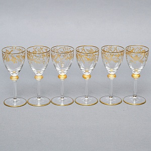 Редкость! Хрустальные Рюмки серии «Золотой Фазан», JOSEPHINENHUTTE, Германия -50 гг.