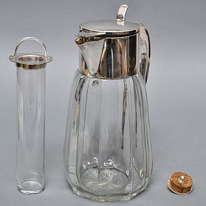 Винтажный Хрустальный Графин - Кувшин на 2,8 литра с Колбой для льда, Silverplated Германия. 