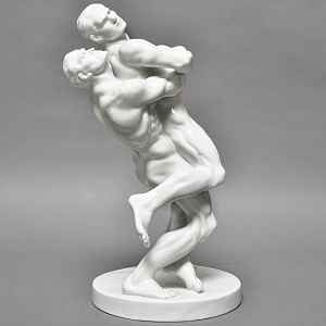 Редкость! Большая Фарфоровая статуэтка «Cпортсмены. БОРЦЫ», HEREND Венгрия, середина ХХ века.