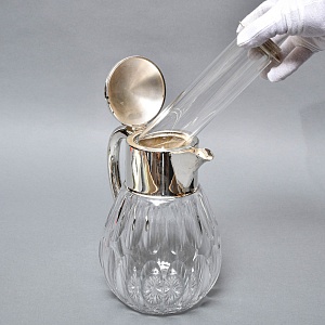 Винтажный Хрустальный  Графин - Кувшин на 3 литра с Колбой для льда, Silverplated Германия. 