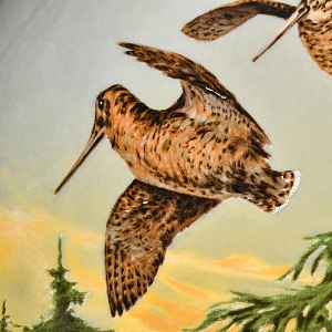 Коллекционная Фарфоровая Тарелка - Блюдо «Дикая Природа. Летящие Бекасы», KAISER Германия. 