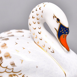 Коллекционное Пресс - Папье, Фарфоровая Статуэтка «ЛЕБЕДЬ», Royal Crown Derby Англия. 