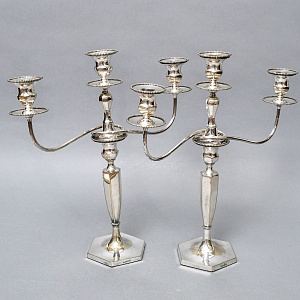 Пара Больших Антикварных Канделябров Подсвечников Silverplated, SHEFFIELD Англия начало ХХ век.