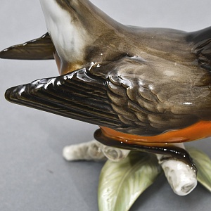 Коллекционная Фарфоровая статуэтка «Птица - Американский дрозд», Hutschenreuther Германия. 