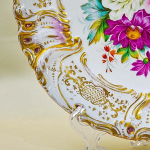 Антикварное Коллекционное Фарфоровое Блюдо - Тарелка «Садовый букет», Rosenthal Германия, 1891 - 1906 годы.