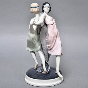 Антикварная Фарфоровая статуэтка «Танцующие девушки», Karl Ens Германия, первая половина ХХ века. 