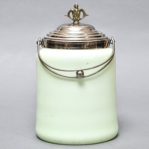 Бисквитница - Сахарница - Баночка с крышкой «Синий Цветок», Стекло Англия 50-е годы ХХ века. 