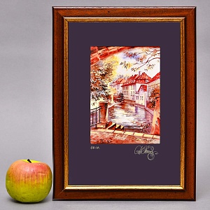 Авторская Коллекционная Картина - Рисунок «Уютные места Старой Праги», Чехия конец ХХ века.