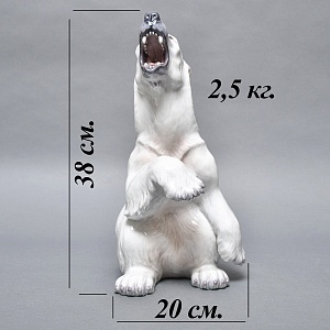 РЕДКОСТЬ! Большая Фарфоровая статуэтка «Белый медведь», Dahl-Jensen Дания, середина ХХ века.