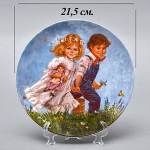 Коллекционная Фарфоровая Тарелка «Джек и Джилл. На прогулке», RECO США -1986 год. 