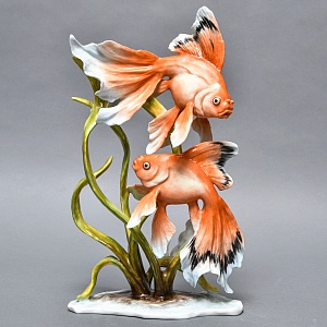 Коллекционная Фарфоровая статуэтка «Две золотые рыбки», ROSENTHAL Германия, 1974 - 1982 годы.